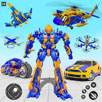 Cover Image of Download Flying Helicopter Robot Game:Grand Robot Car Games 1.1.1 APK