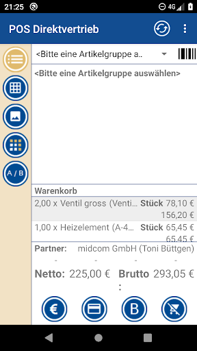 Android application POS Kasse / Direktvertrieb screenshort
