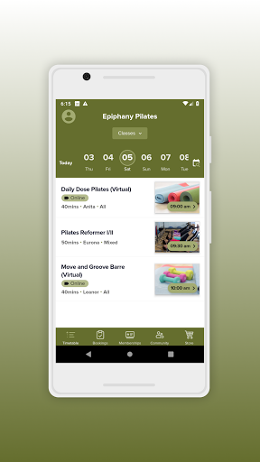 Android application Epiphany Pilates screenshort