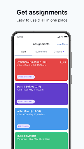 Android application MuseClass: Student Assignments screenshort