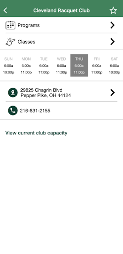 Android application Cleveland Racquet Club, Inc. screenshort