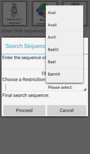 DNA2App - Sequence analyzer Screen 2
