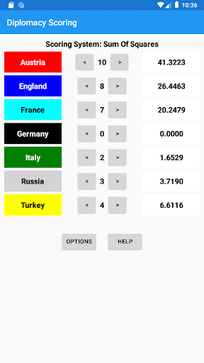 Android application Diplomacy Tournament Scoring screenshort