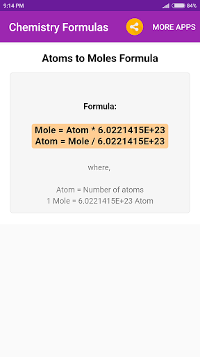 Chemistry Formulas Screen 3