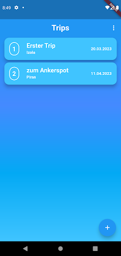 Android application Boat Trip Tracker - Logbuch screenshort