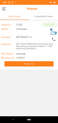 Android application Inayssa Delivery screenshort