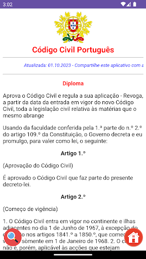 Android application Código Civil Português screenshort