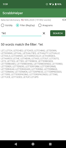ScrabbHelper Screen 2