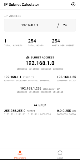 Android application Portable Subnet screenshort