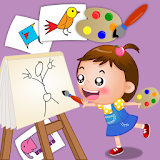 The little painter Drawing coloring Making shapes icon