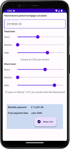 Simple Mortgage Calculator Screen 3