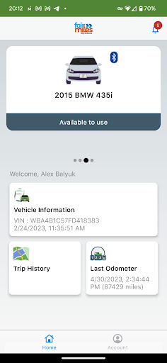 Android application MobileApp FairMiles screenshort