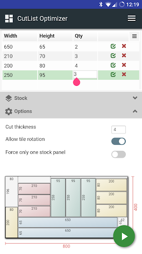 Android application CutList Optimizer screenshort