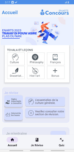 Android application Concours Enarts screenshort