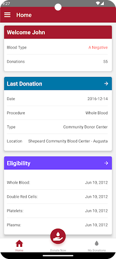 Android application Shepeard Community Blood screenshort