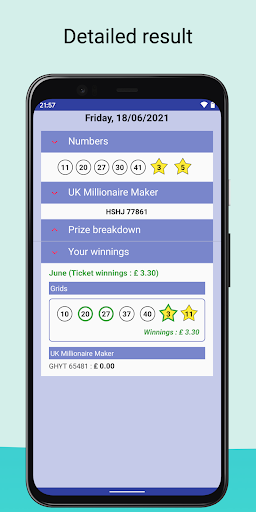 EuroM lottery results Screen 2