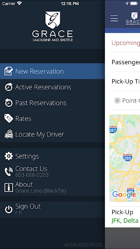Android application Grace Limousine & Shuttle screenshort