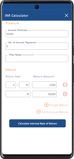 Finance Eye - Calculate IRR Screen 3