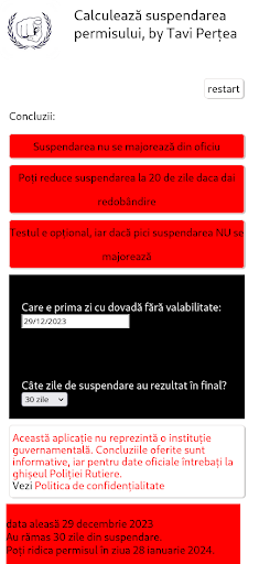 Calculează Suspendare Permis Screen 3
