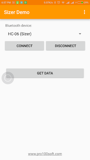 Android application Sizer Demo screenshort