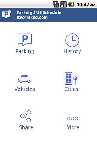 Android application Parking SMS Scheduler screenshort