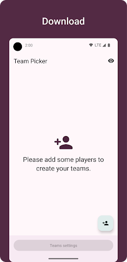 Android application Team Picker screenshort