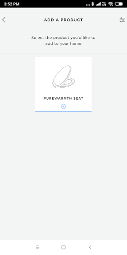 Android application PureWarmth with KOHLER Konnect screenshort