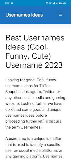 Android application Usernames Ideas screenshort