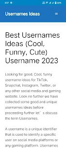 Usernames Ideas