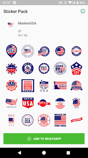 Android application USA Stickers for WhatsApp screenshort