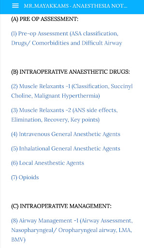 Anaesthesia Notes/Mnemonic Pro Screen 3