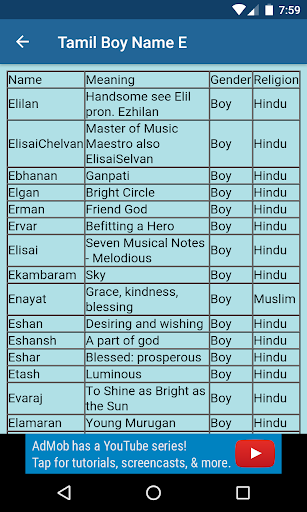 Tamil Baby Name with Meaning Screen 3