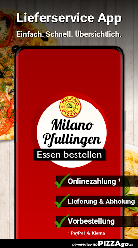 Android application Milano Pizza Service Pfullinge screenshort
