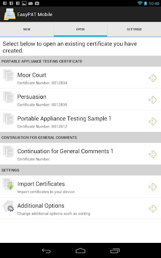 EasyPAT Mobile Screen 2
