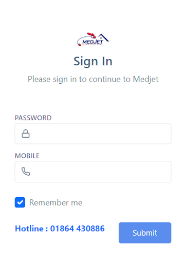 Android application MEDJET screenshort