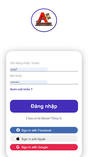 Android application Đấu giá Thành An screenshort