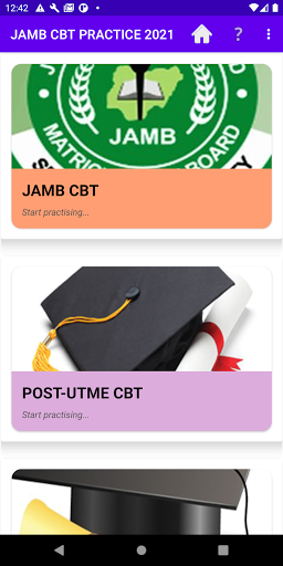 Android application JAMB CBT 2024 screenshort