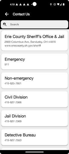 Erie County Sheriff, OH Screen 2