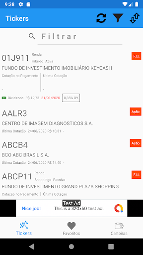 Android application FIIs & Ações screenshort