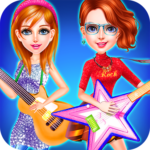 Rock girls music party logo