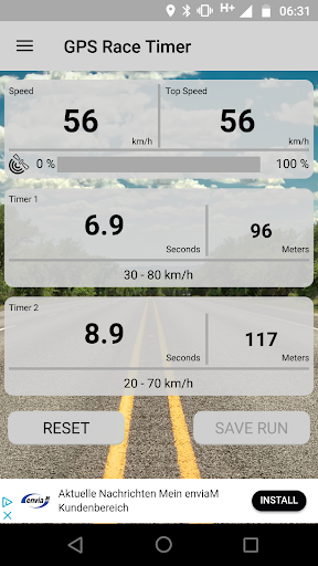 Android application GPS Race Timer screenshort