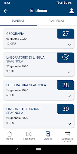 Android application MyUniba screenshort