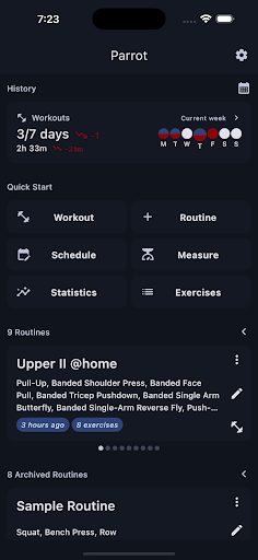 Parrot Workout Tracker Screenshot 1 - AppWisp.com