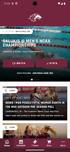 Screenshot of SIU Salukis