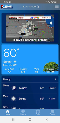 Screenshot of KWQC First Alert Weather