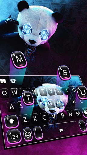 Neon Cool Panda Keyboard Backg Screen 2
