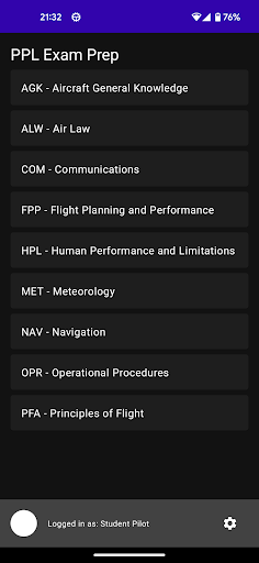 Android application PPL Exam Tester screenshort