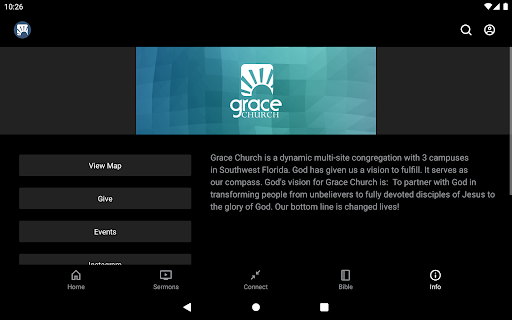 Screenshot of Grace Church App
