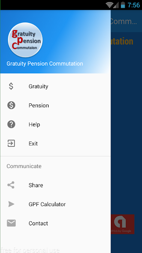 Android application Gratuity Pension Calculator screenshort