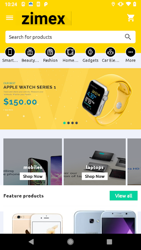 Android application zimexdubai shopping screenshort